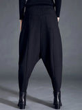 Couture Black Harem Pants with Elastic Waist