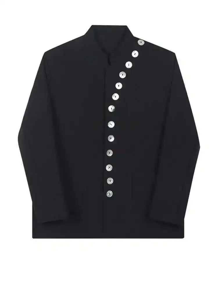 Luxe Mandarin Button Blazer