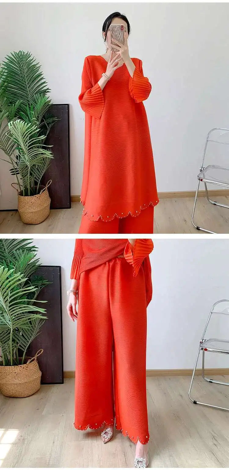 Truly Pleated Wide Leg 2-Piece Set