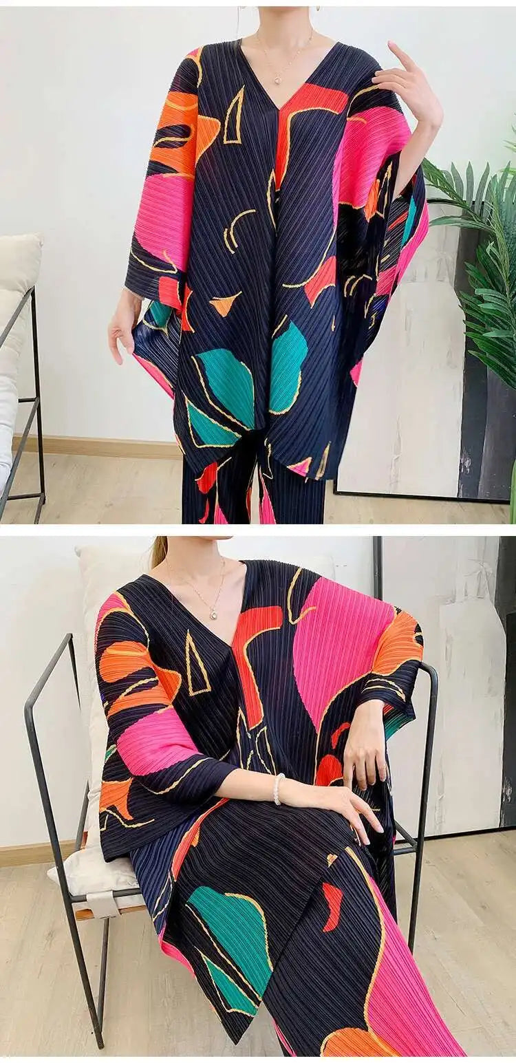 Plissé Trousers & Batwing Top Set