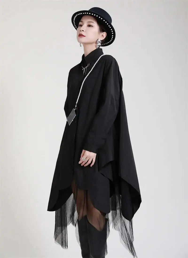 Avant-Garde Asymmetric Hem Tunic Dress