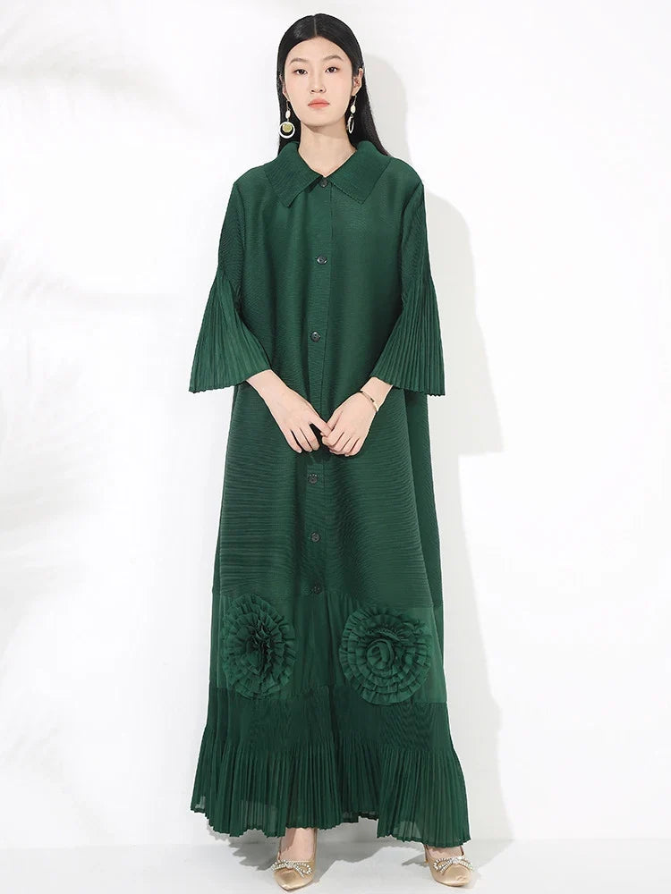 Pleated Japanese Extra Long Coat