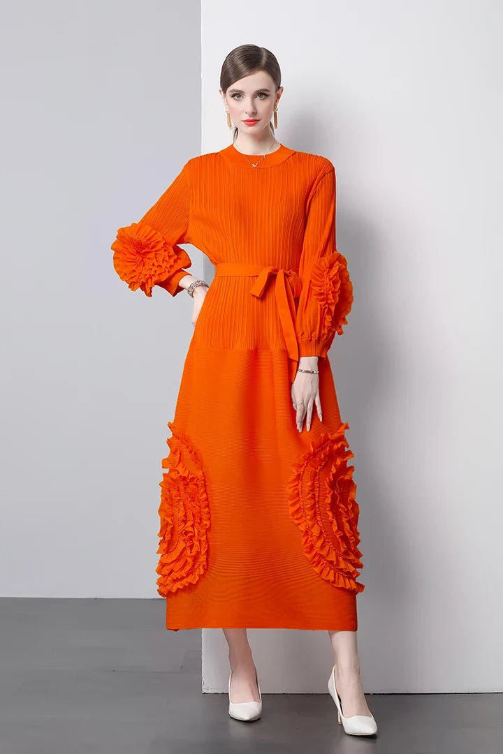 Chic Japanese Plissé Midi Dress