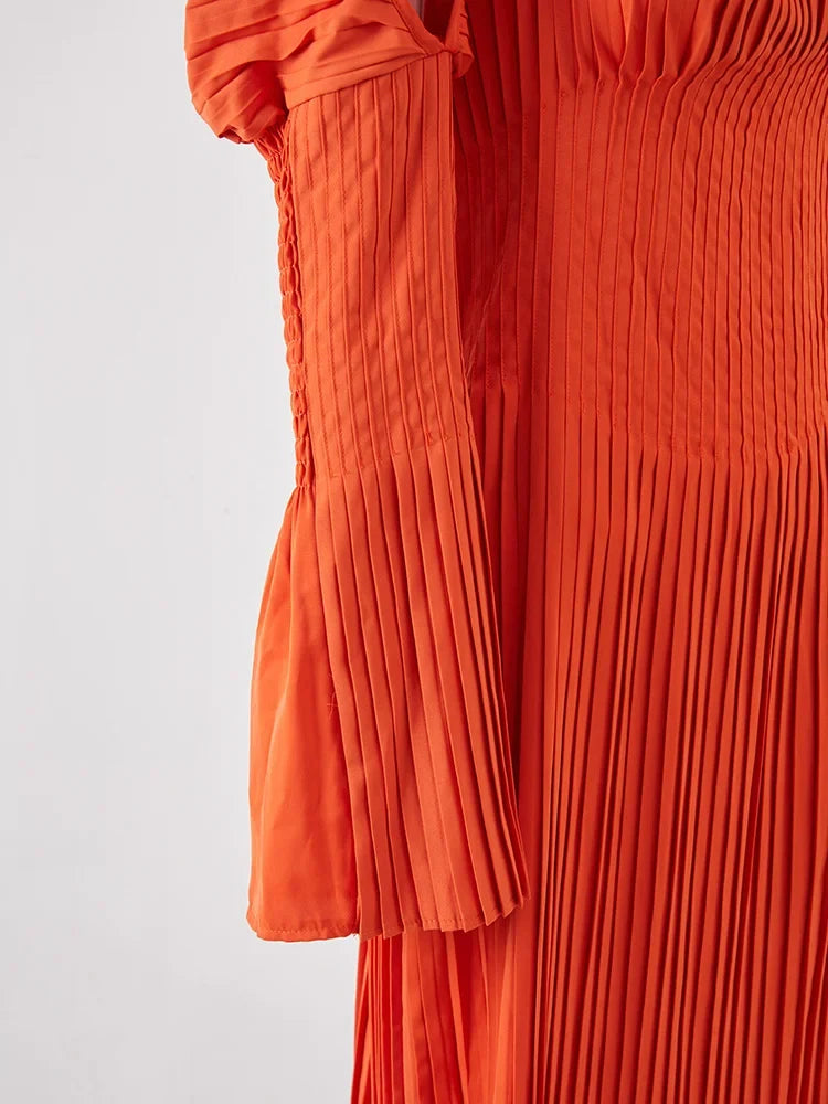 Pleated Plisse Off Shoulder Dress