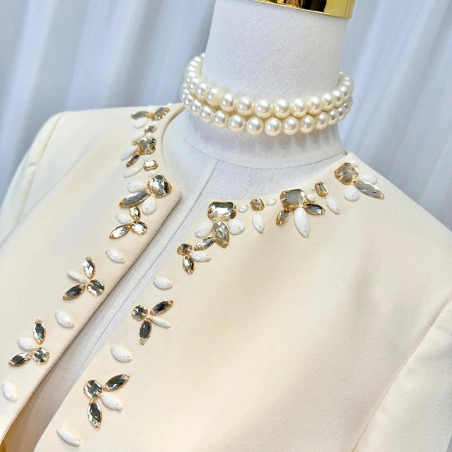 Elegant Crystal Maxi Skirt Suit Set