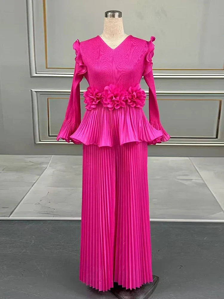 Truly Pleated Top & Wide Leg Trouser