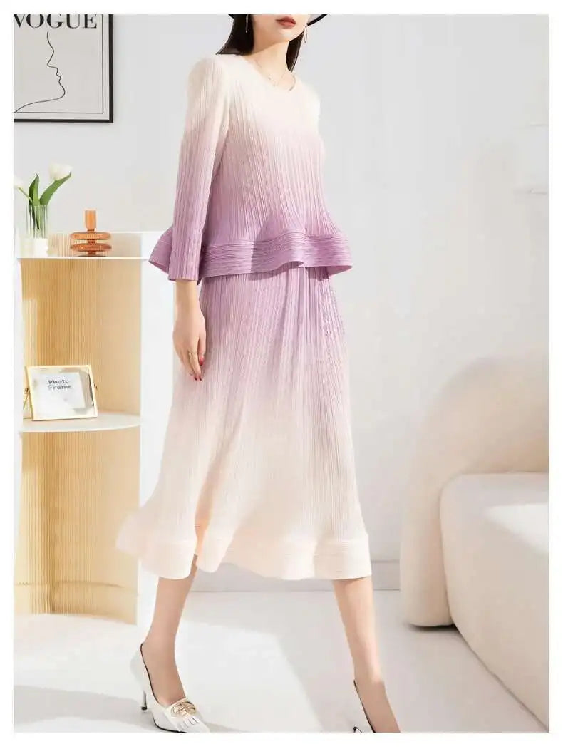 Couture Ombre Plissé Skirt & Top