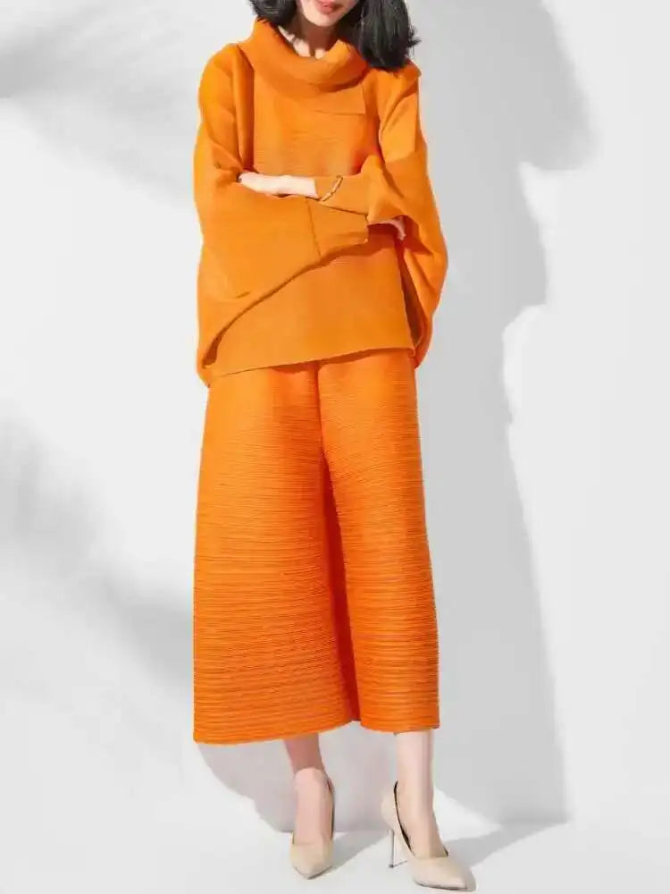 Truly Plissé Wide Leg Pant Set