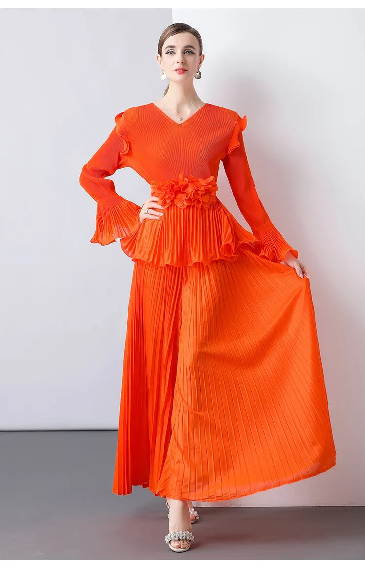 Truly Pleated Top & Wide Leg Trouser