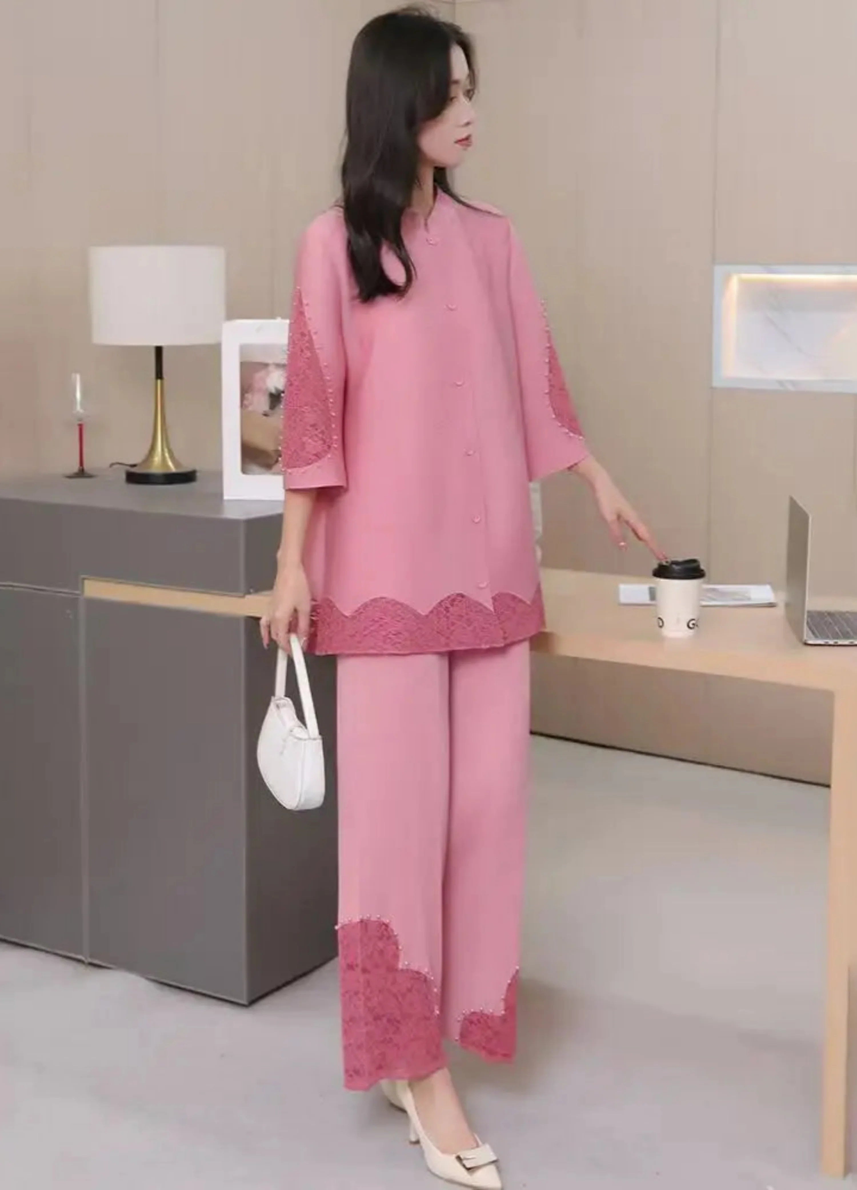 Luxury Lace Pleated Two-Piece