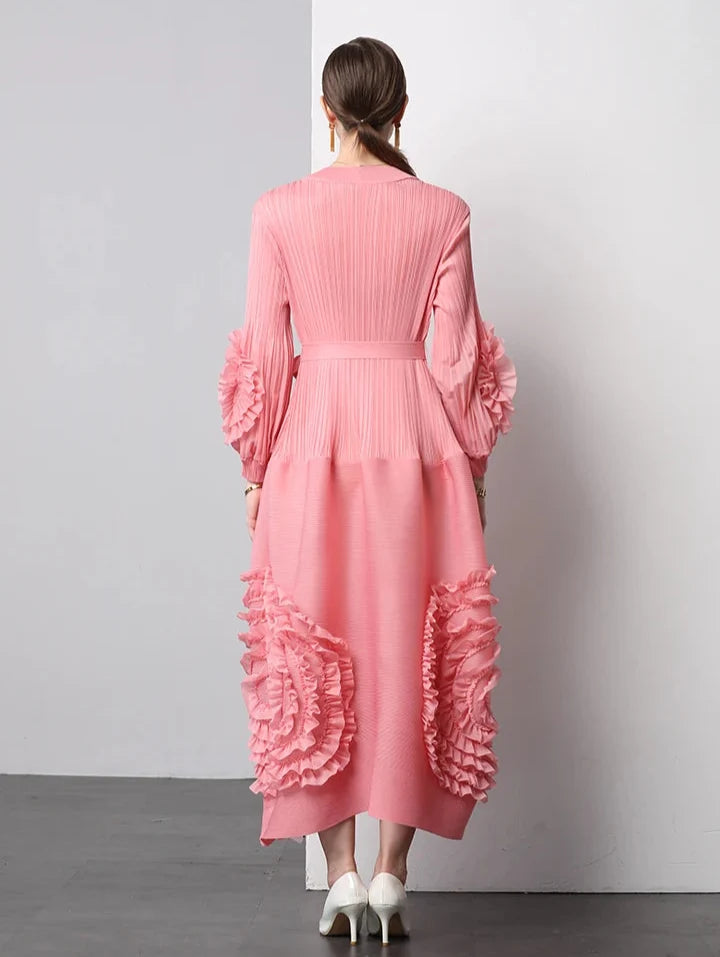 Chic Japanese Plissé Midi Dress
