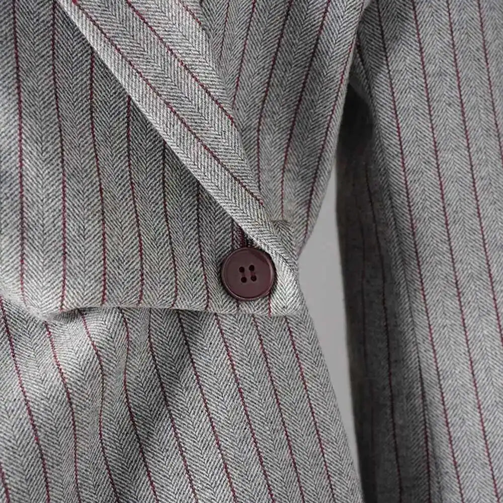 Luxury Pinstripe Asymmetric Blazer