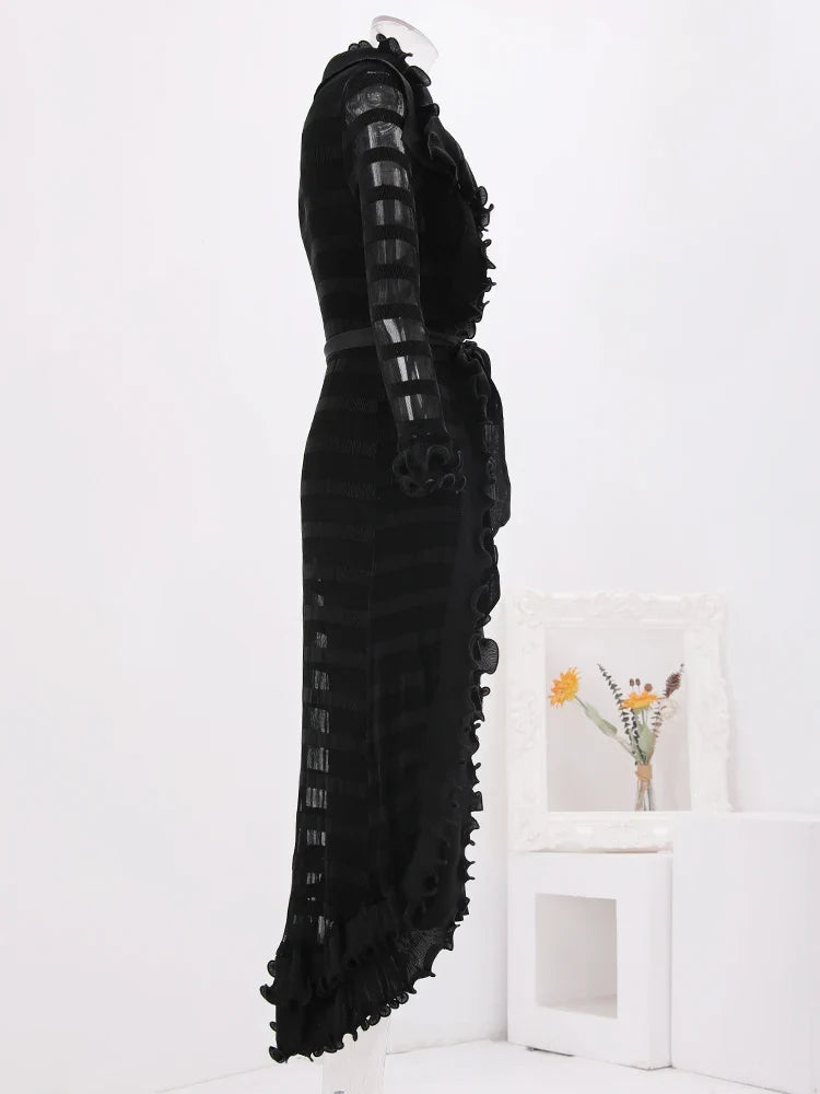 Plissé Pleated Crepe Combo Midi Dress
