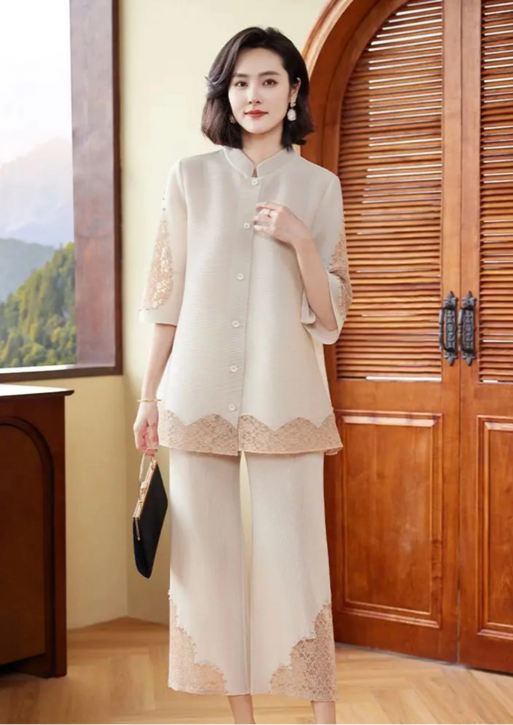 Luxury Lace Pleated Two-Piece