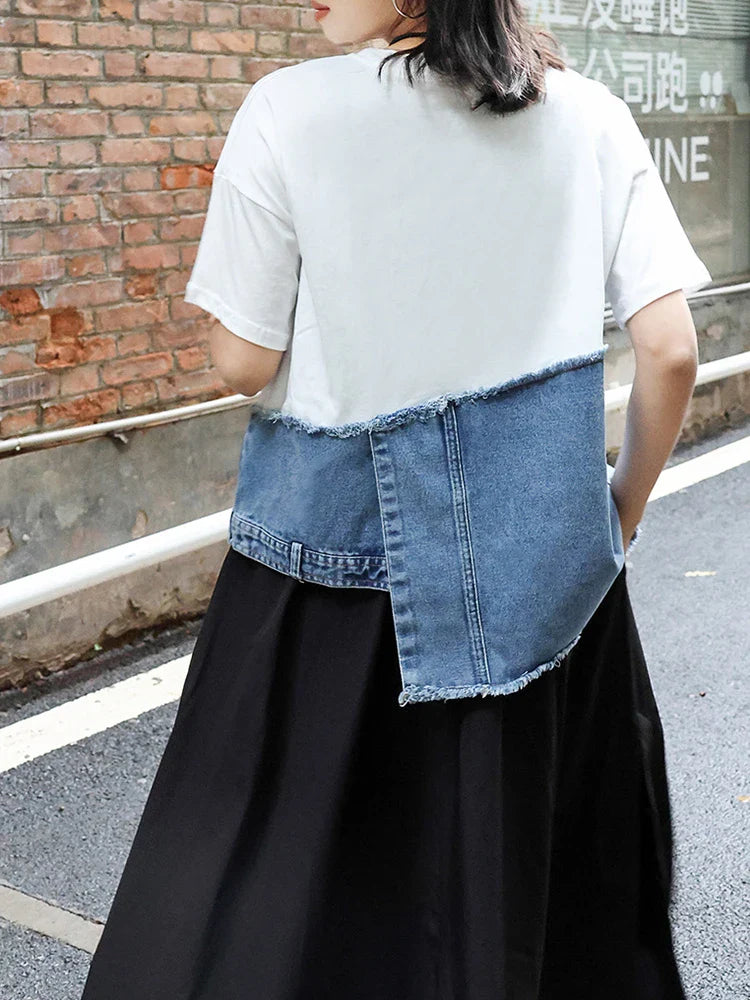 Luxe Denim & Cotton T-Shirt