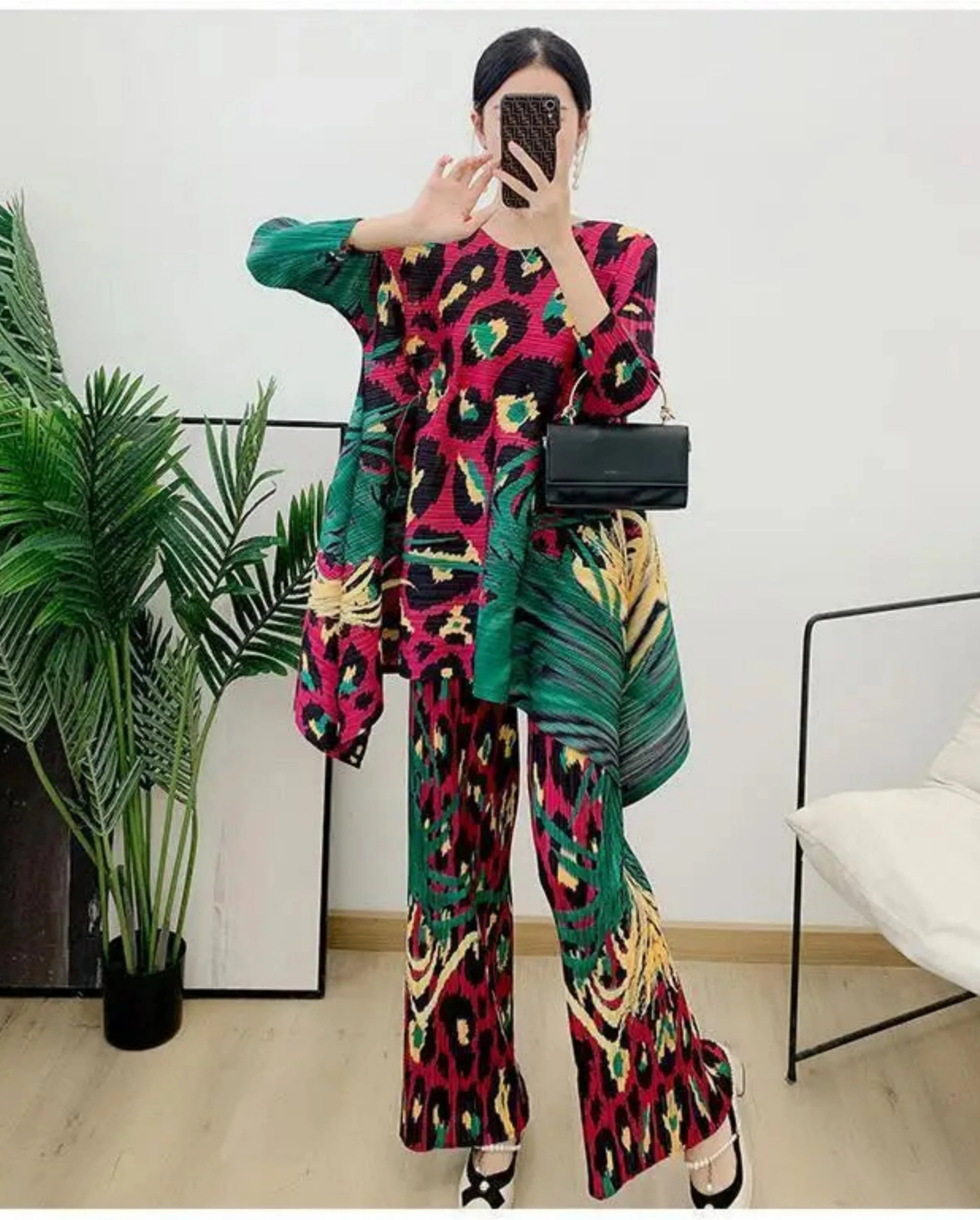 Truly Pleated Leopard Pant & Top Set