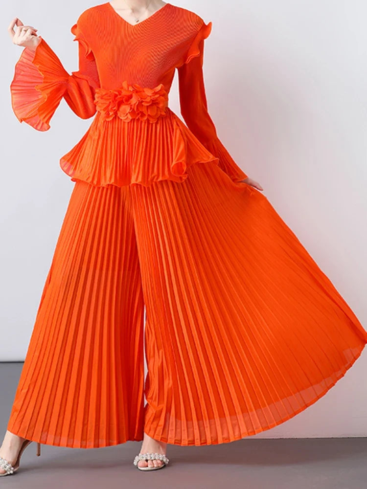 Truly Pleated Top & Wide Leg Trouser