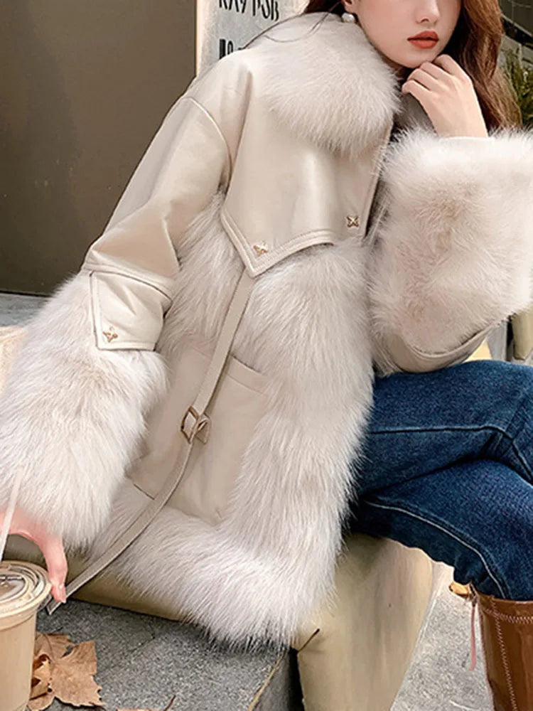 Luxe Vegan Fur Leather Jacket for Women