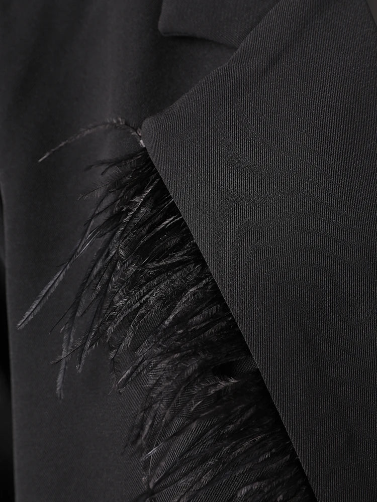 Luxe Feather & Bead Oversized Blazer
