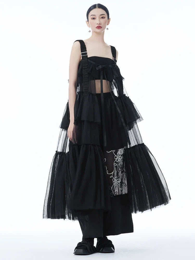 Ruffle Tiered Tulle Suspender Dress