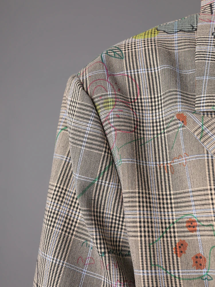 Oversized Modern Plaid Art Blazer