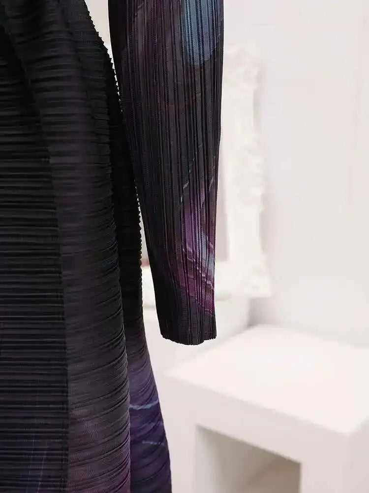 Truly Pleated Swirl Long Coat