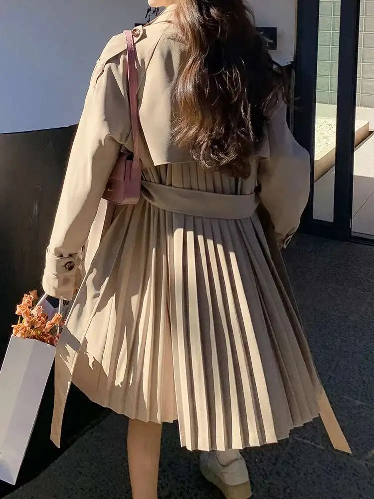 Luxury Pleated Trench Coat