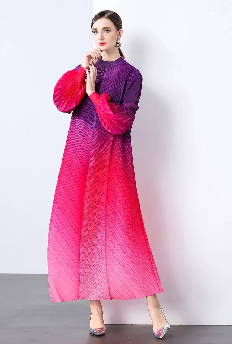 Oversized Plissé Pleated Dress