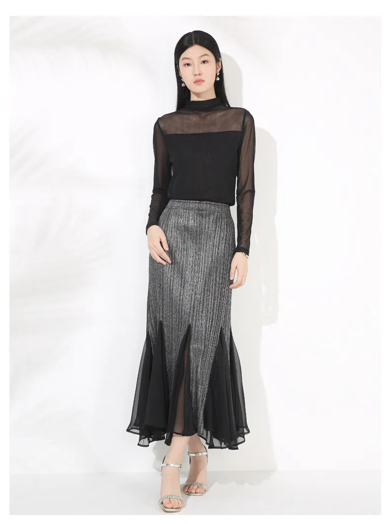 Truly Pleated Mermaid Midi Skirt