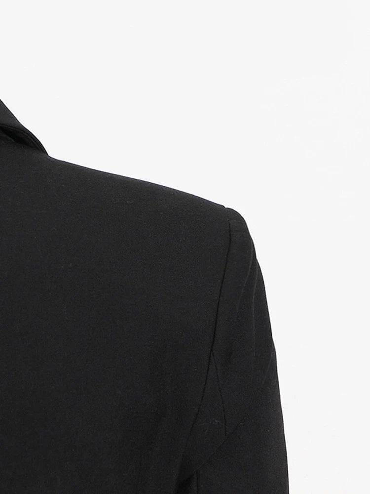 Slim Fit Cropped Blazer with Crystal Chain