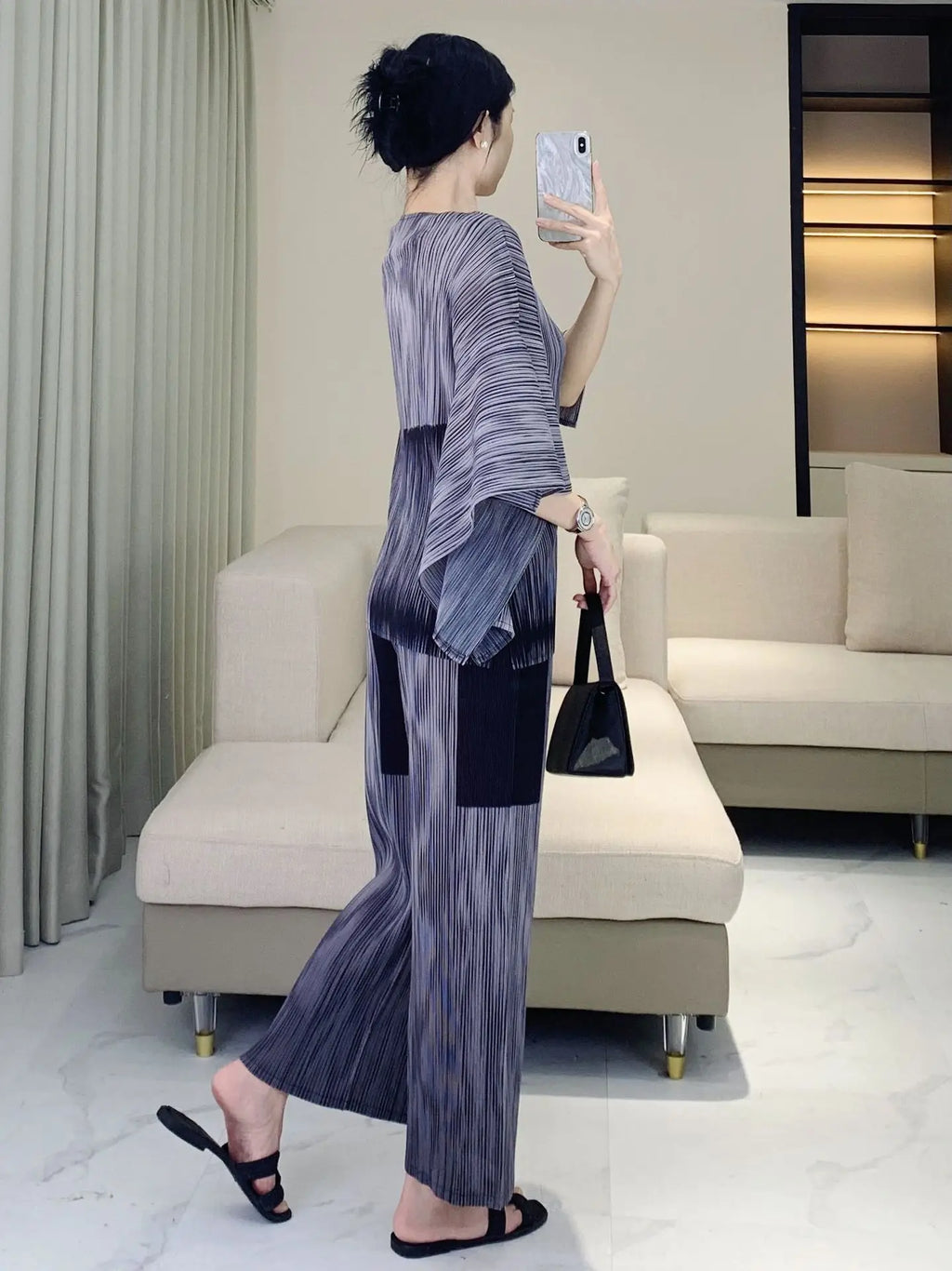 Luxe Japanese Pleats Pull-On Pants & Top Co-Ord Set