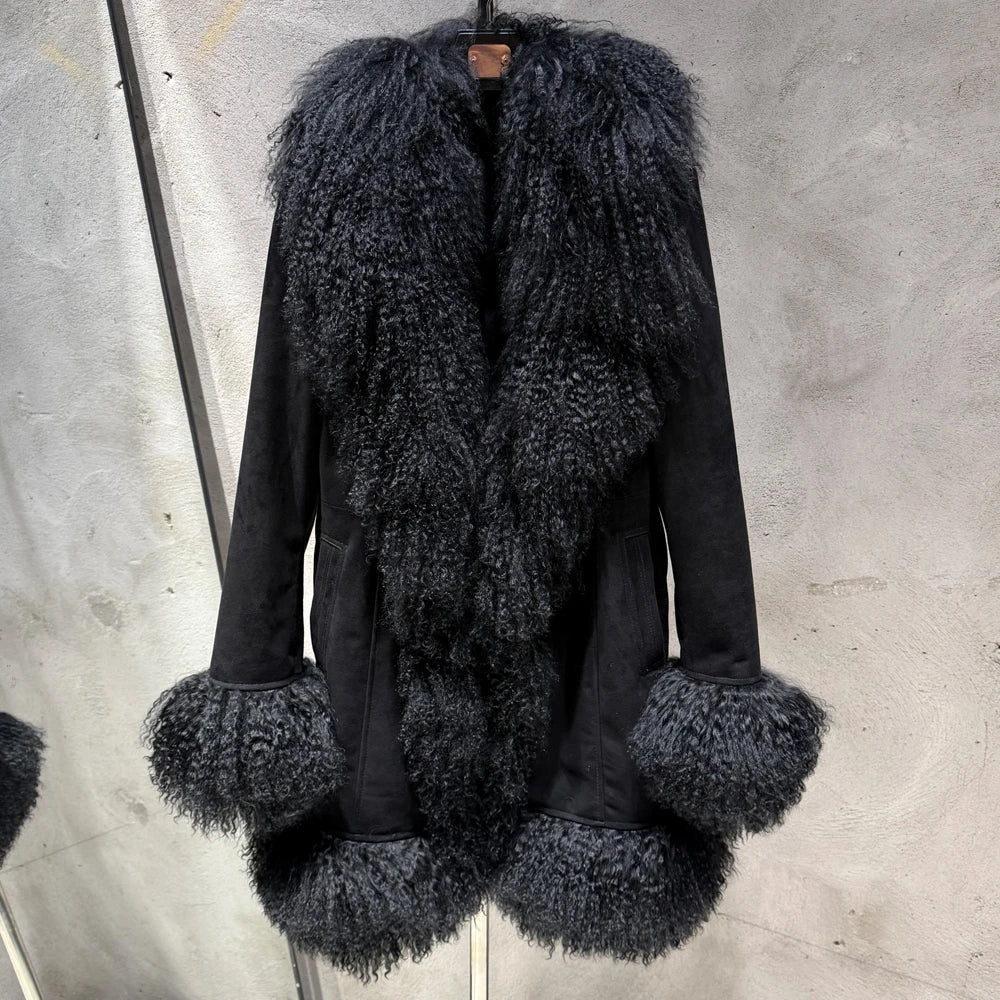 Women's Luxury Fur Leather Coat