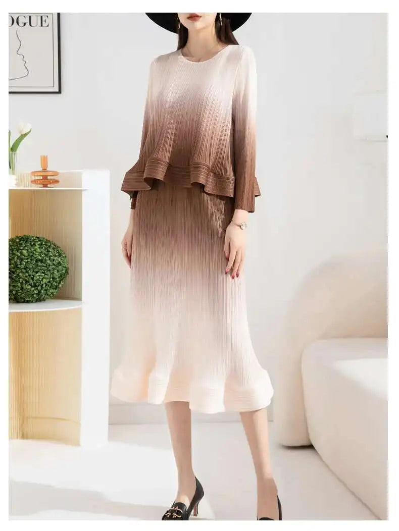 Couture Ombre Plissé Skirt & Top