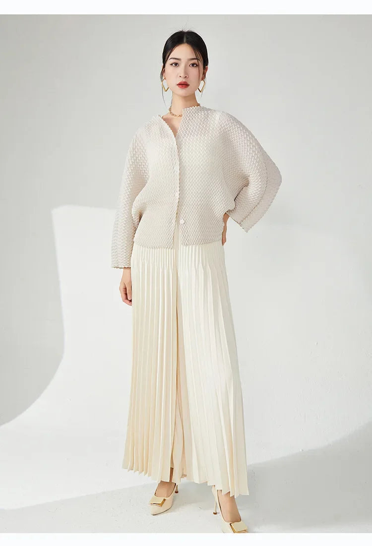 Luxe High-Waisted Plissé Pleated Trousers