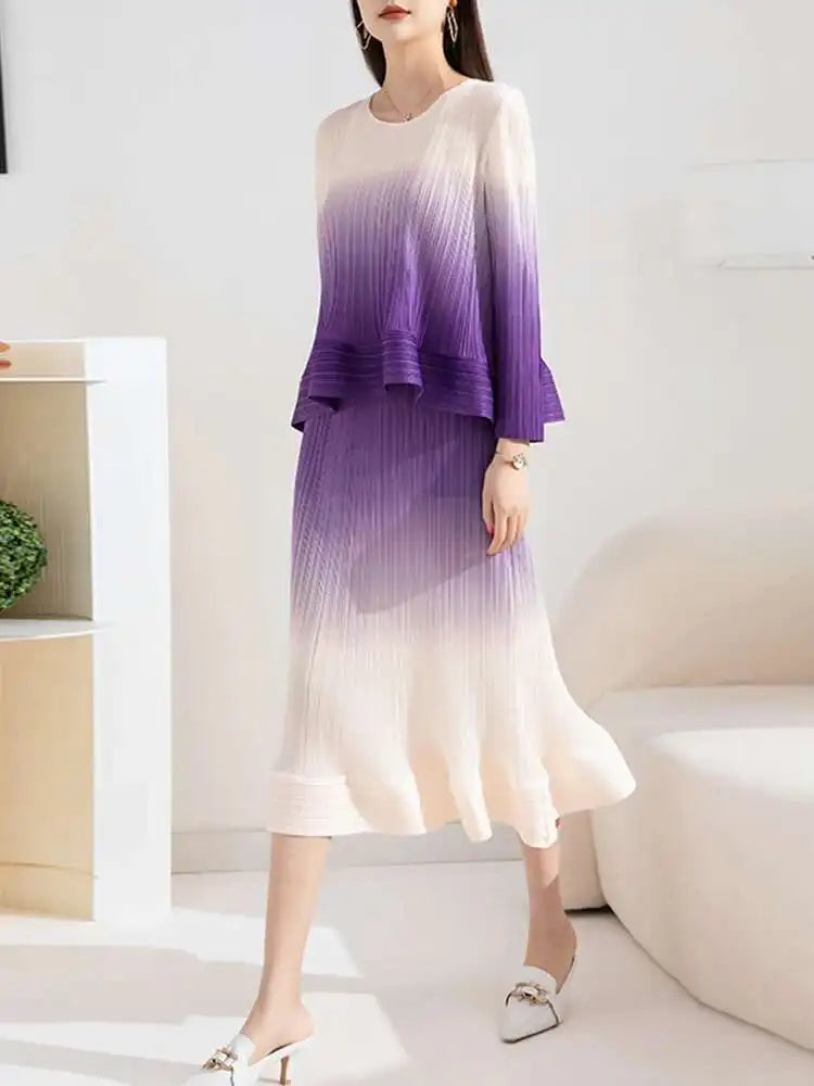 Couture Ombre Plissé Skirt & Top