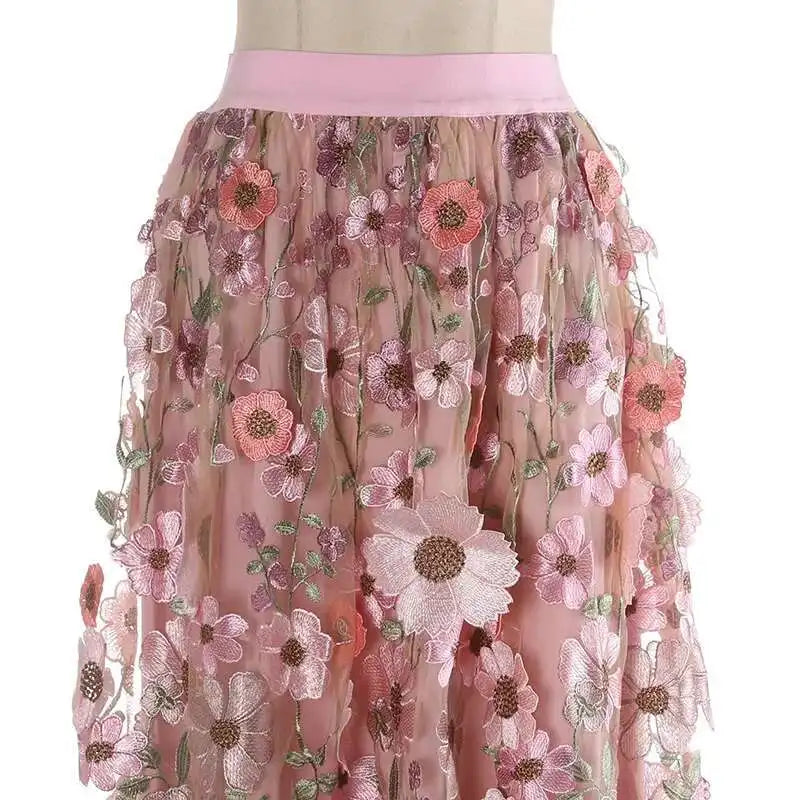 Luxe Floral Pull-On Midi Skirt