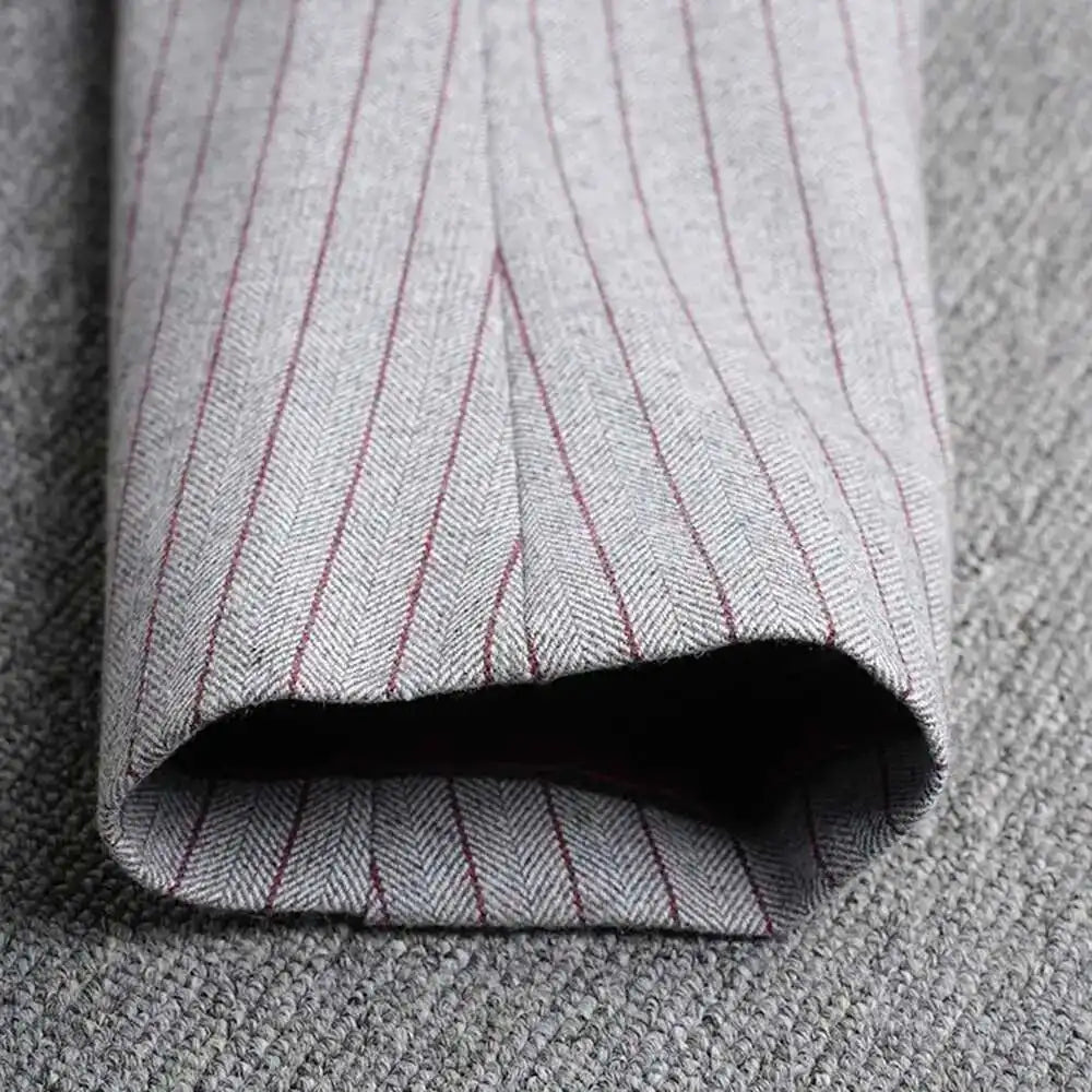 Luxury Pinstripe Asymmetric Blazer