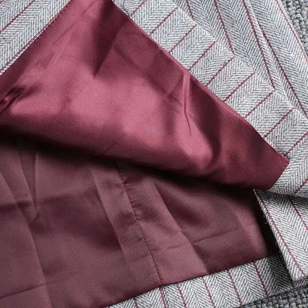 Luxury Pinstripe Asymmetric Blazer