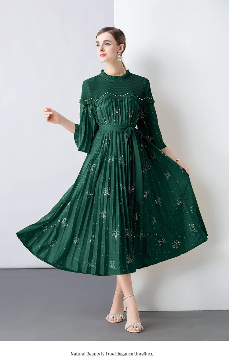 Modest Plissé Sequin Dress