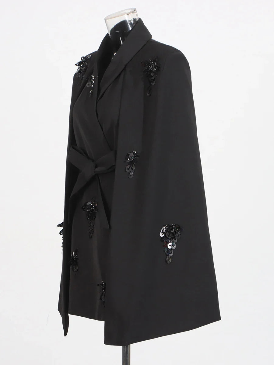Luxury Cape Sequined Blazer