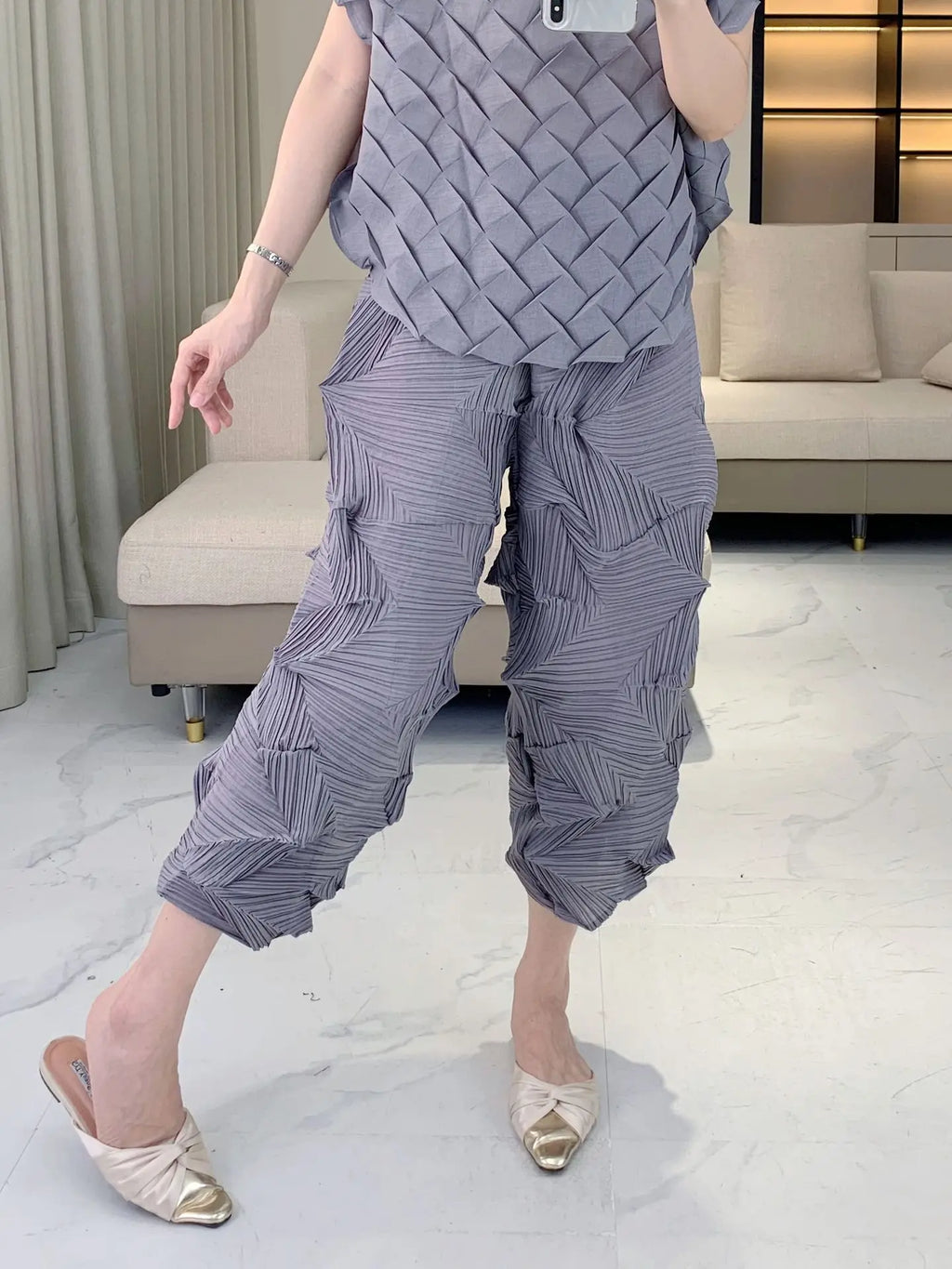 Luxe Pleated Crinkled 2-Piece Set