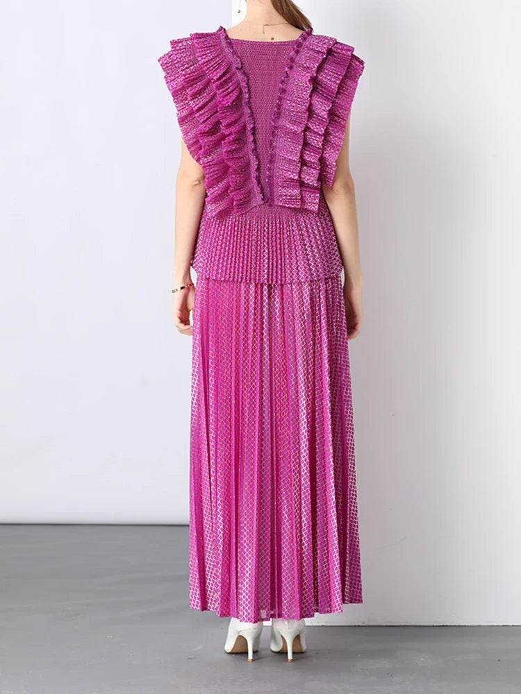 Japanese Plissé 2-Piece Skirt Set