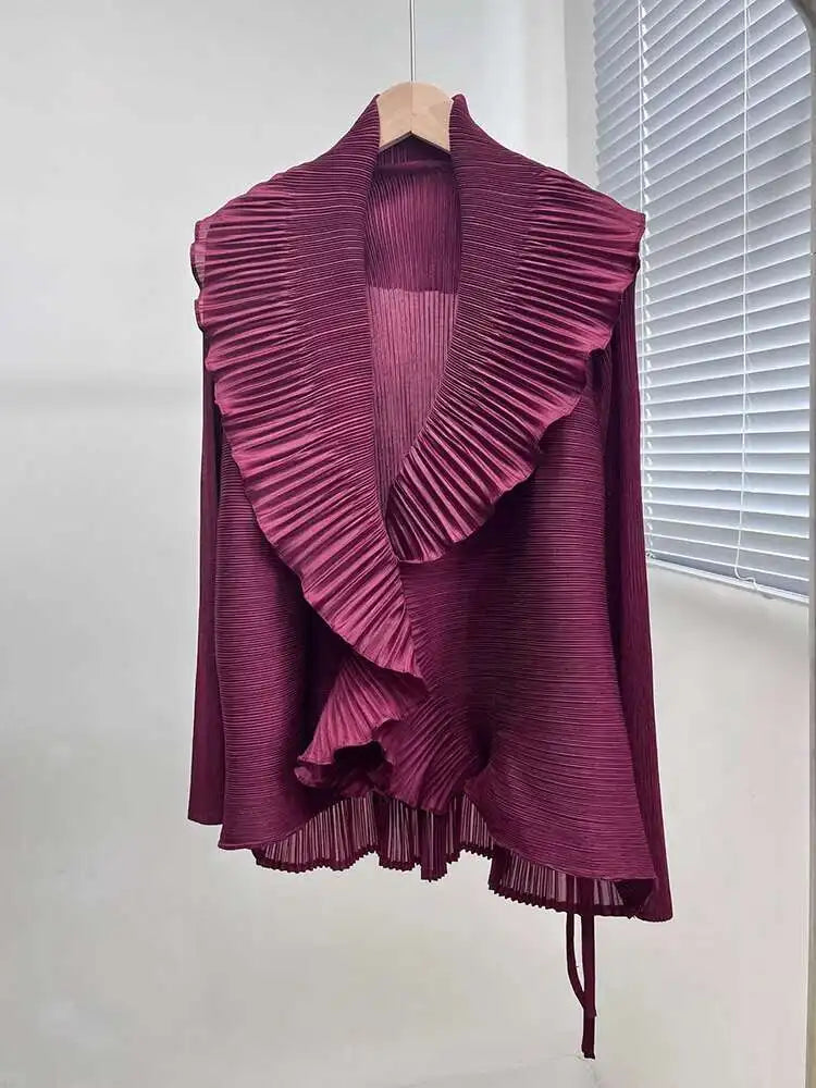 Pleated Ruffle Japanese Cardigan