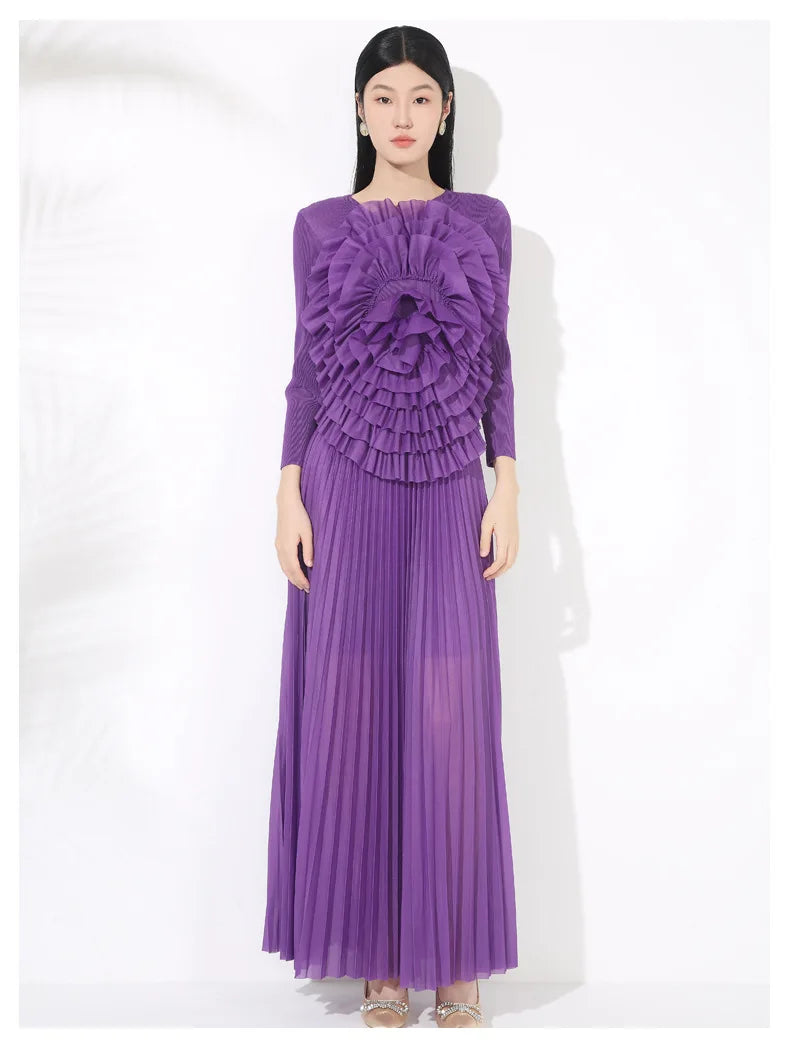 Luxury Formal Pleated Midi Skirt Set
