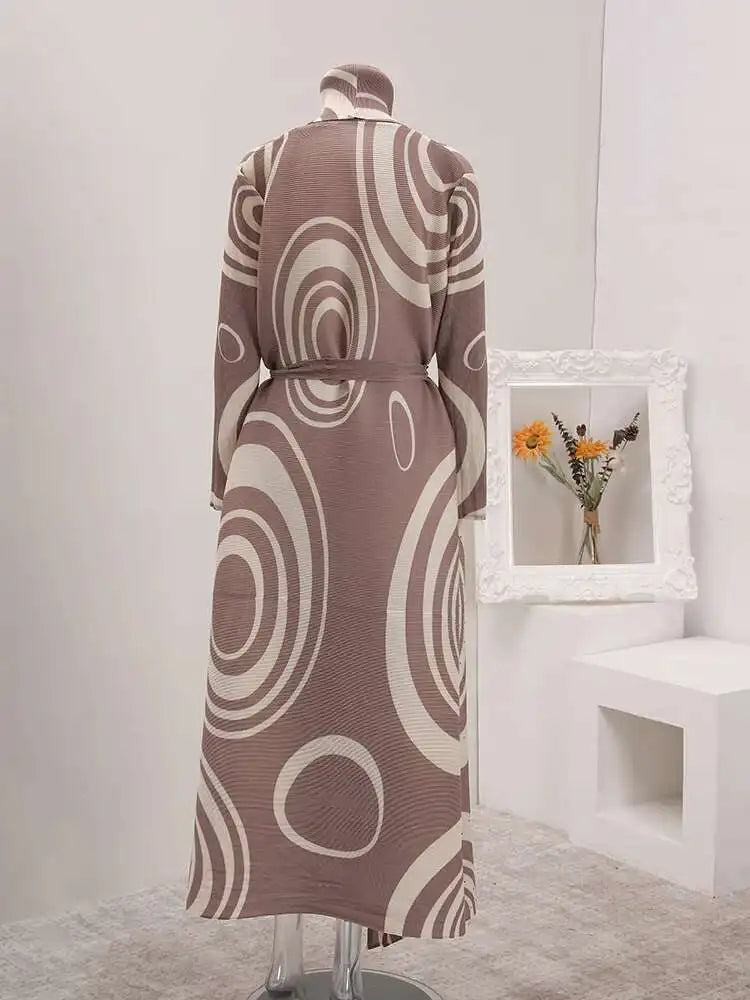 Luxury Plissé Geometric Long Coat