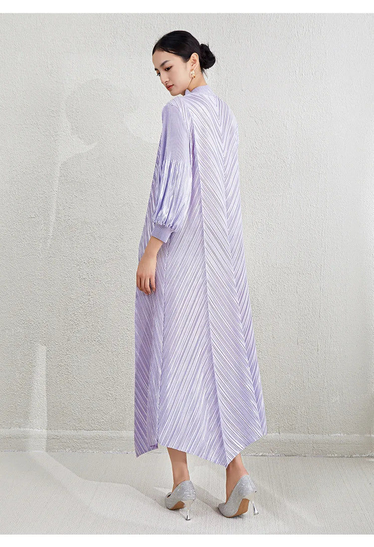 Luxe Pleated Bishop Sleeve Dress