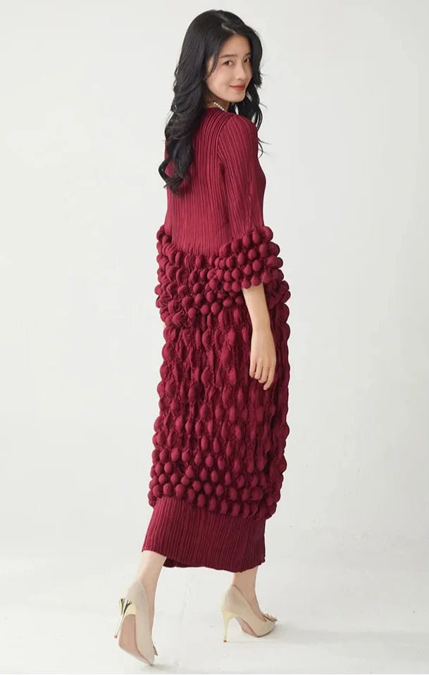 Couture Bubble Plisse Outfit - Midi Skirt & Top Set
