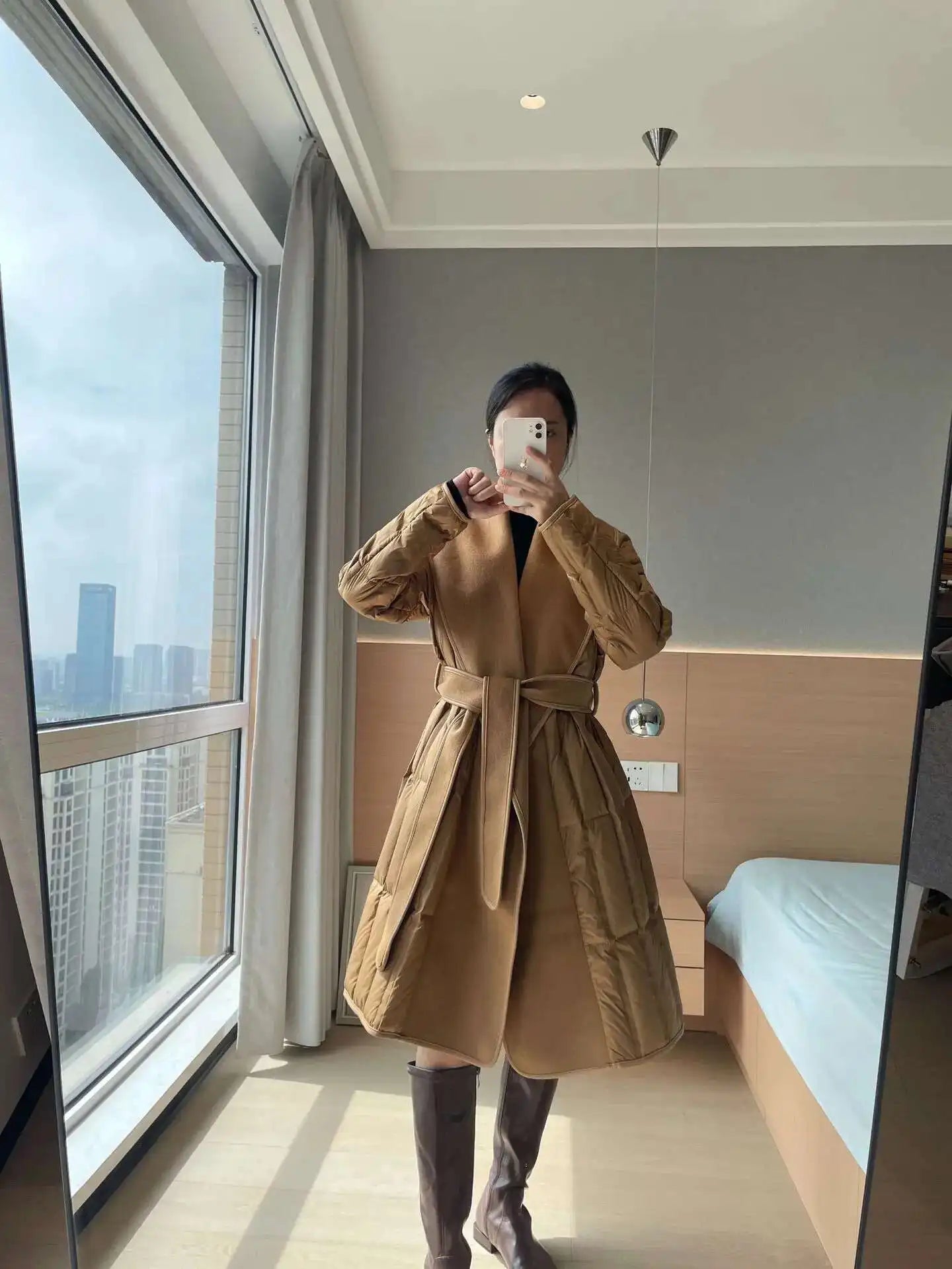 Luxe Wool-Blend Quilted Coat