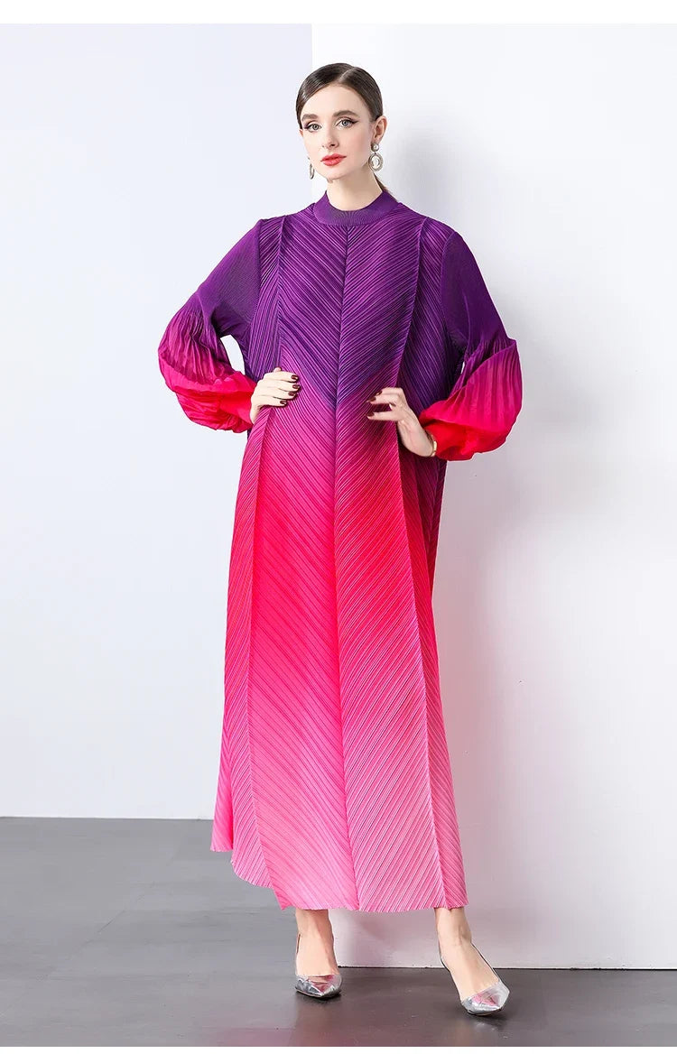 Oversized Plissé Pleated Dress