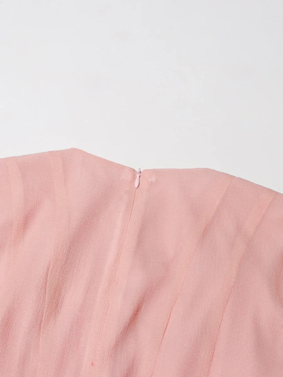 Fitted Bell Sleeve Chiffon Mini Dress